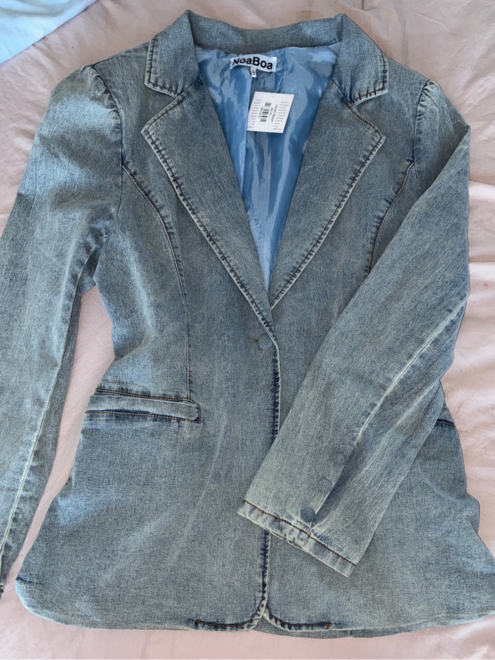 Light Blue Denim Blazer for Women Large - Picture 6 of 16